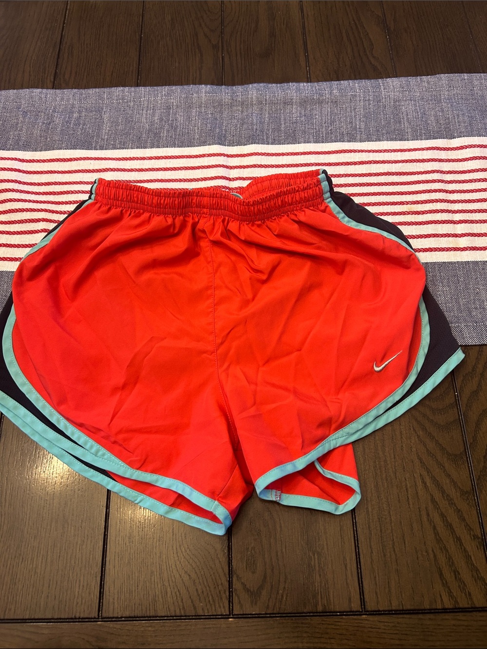 Nike Women's Red Running Shorts with Teal Trim